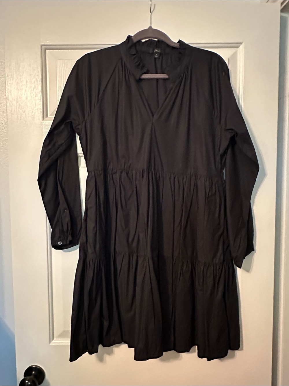 J. Crew Black Tiered Long-Sleeve Dress